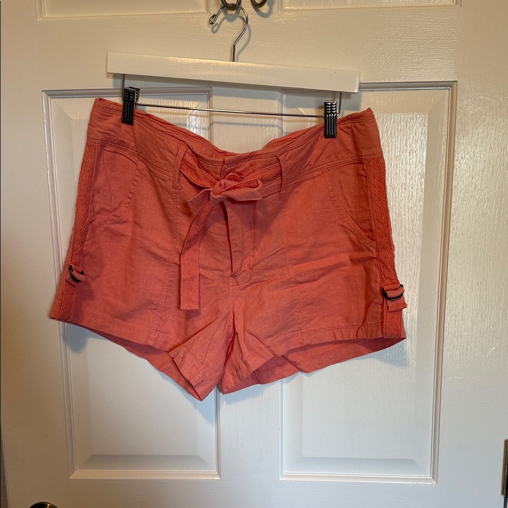 Maurices Coral Tie-Waist Linen-Blend Shorts
